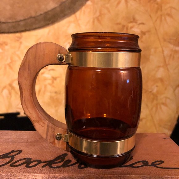 Vintage Siesta Ware Brown Barrel Wood Handle Mugs - Lot of 2 - Picture 2 of 7